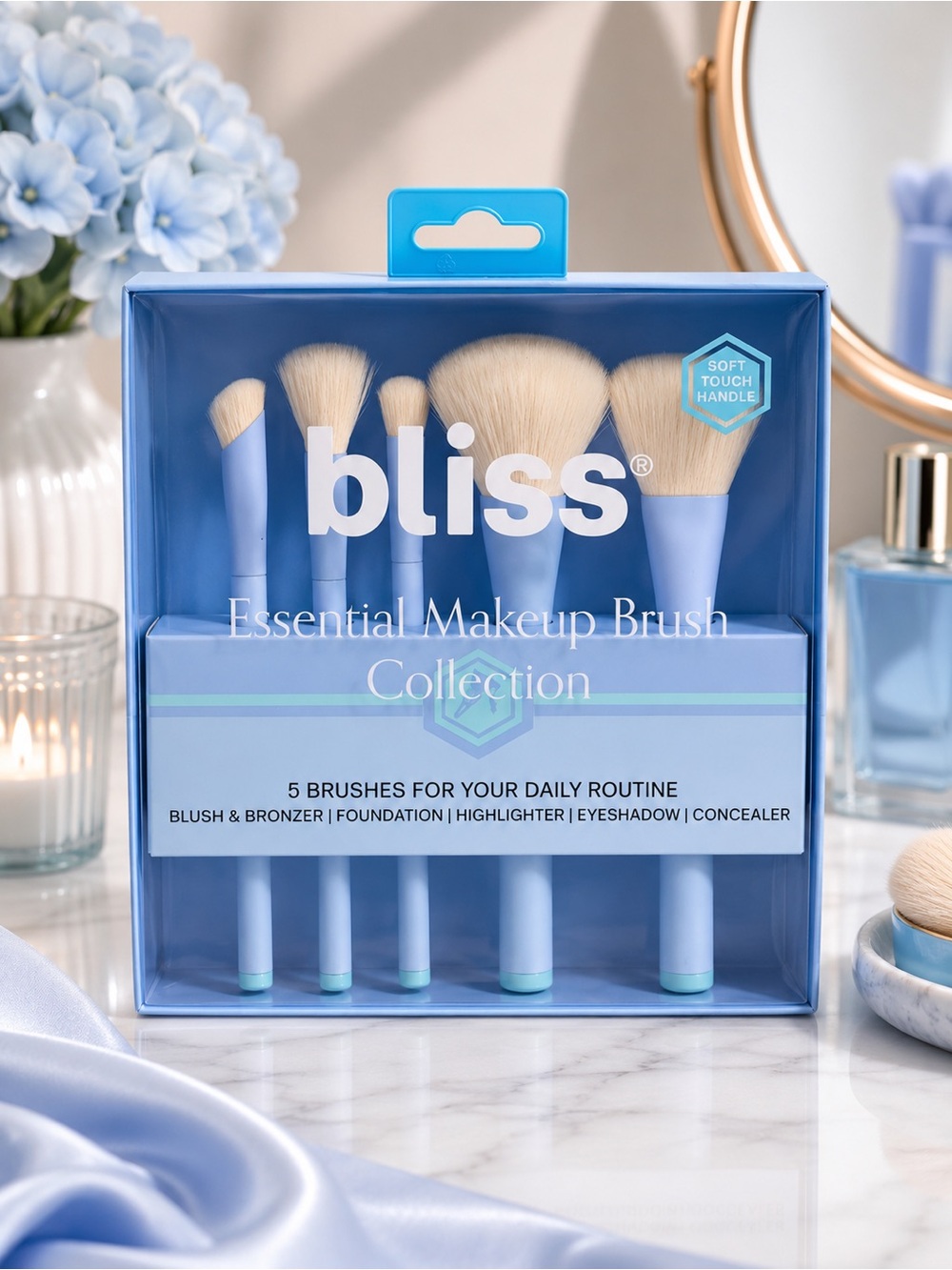 💙 bliss Essential Makeup Brush Collection – 5-Piece Set